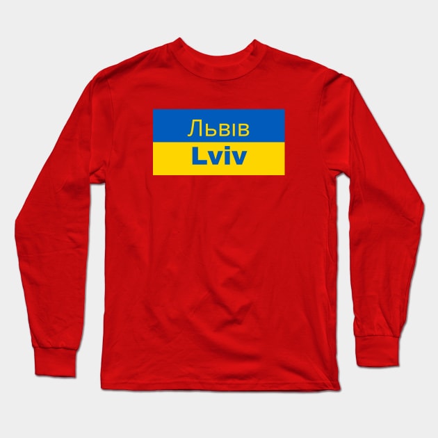 Lviv City in Ukrainian Flag Long Sleeve T-Shirt by aybe7elf